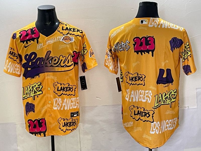 Men 2025 Los Angeles Lakers Blank Yellow NBA Nike jersey 02